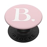 Light Pink White Monogram Letter B Initial Heart Design PopSockets Swappable PopGrip
