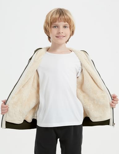 Image of Kids Sherpa Lined Zip Up Hoodie Winter Warm Fleece Jacket 4-15Y