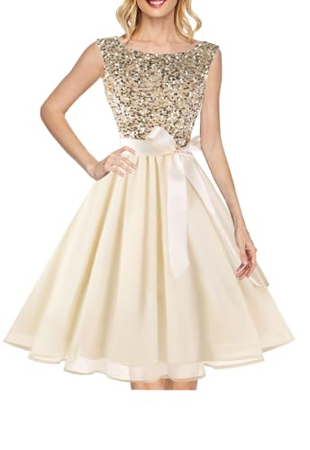 Hanpceirs Women's Boatneck Sleeveless Prom Wedding Guest Bridesmaid Dresses Cocktail Dress