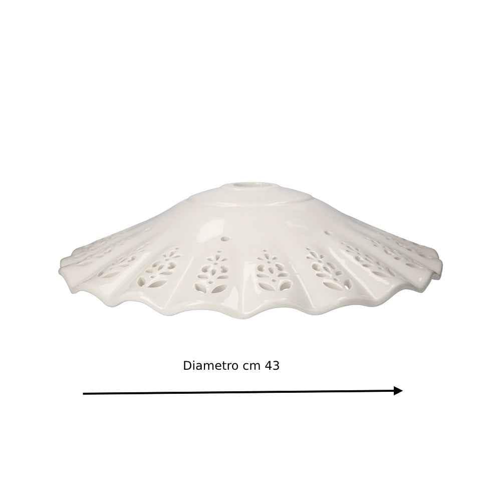 Keyhomestore-Ricambio paralume piatto in ceramica traforata per lampadario a sospensione classico rustico country - 43 cm 100% Made in Italy nostra produzione