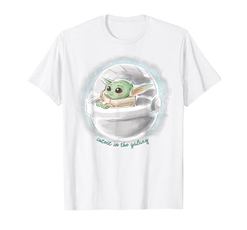 Image of Star Wars The Mandalorian The Child Cutest Watercolor T-Shirt, Men, White, 3X-Large