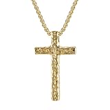 Oidea Collana con croce martellata da uomo: collana con ciondolo a forma di croce in acciaio inox, stile punk, religioso, cristiano, regalo per uomo e donna, Misura unica, Metallo, Nessuna pietra