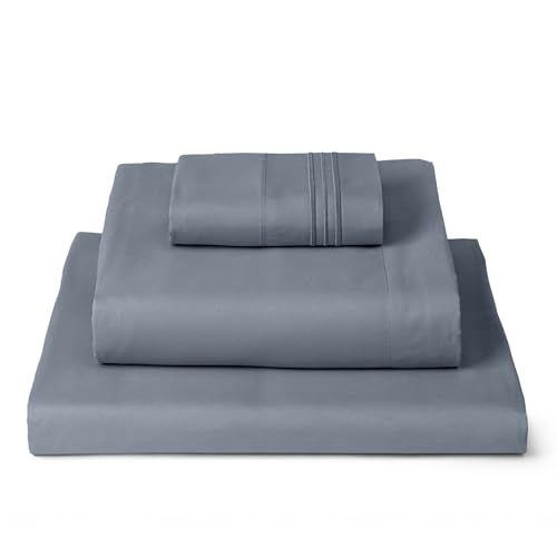 Image of Mellanni Twin Sheets Set - 3 PC Iconic Collection Bedding | Hotel Luxury, Extra Soft, Cooling Bed Sheets - Wrinkle, Fade, Stain Resistant (Twin, Mineral Gray)