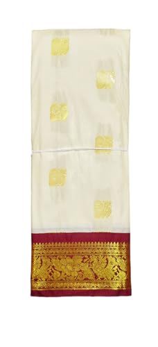 Image of VFCollections Women's Kanchipuram Silk Bridal Pure Pattu Cream White Sarees With Blouse