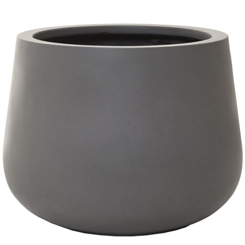 VIVANNO Blumentopf Pflanztopf Fiberglas GIRAR Beton-Design Grau 27 cm