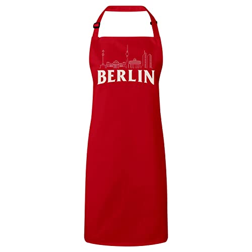 Tablier cuisine rouge Berlin idéal pour cuisiner avec style lors de vos repas en famille