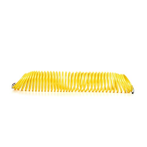 Michelin 10-Meter-Spiralschlauch, Luftkompressorschlauch, Universal-Schnellanschluss, Maximaler Druck: 10 Bar, Gelb