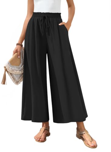 Enjoysoul Womens Wide Leg Palazzo Pants Flowy Gauchos Teacher Outfits, XL | Boho Coulettes Ankle...