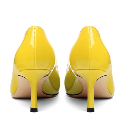 Image of Women Pointed Closed Toe 2.5 Inch Kitten Heel Slip On Pumps | Elegant Comfort Formal Dress Footwear, Versatile Ladies Shoes For Office Wedding Party Evening Daily Occasions
