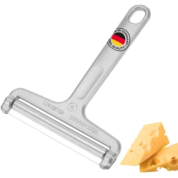 Westmark Krajalnica do sera z obrotowym ostrzem i drutem tnącym Możliwość regulacji grubości cięcia Stal nierdzewna Aluminium Rollschnitt Srebrna 71002270