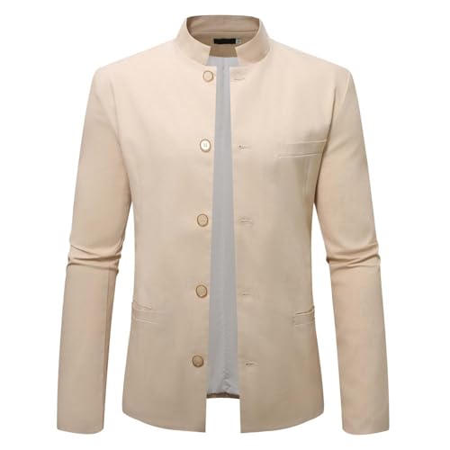 Generisch Blazer pour homme - Occasion formelle avec col chinois - Coupe ajustée - Col montant - Veste de costume élégante - Business Casual - Costume...