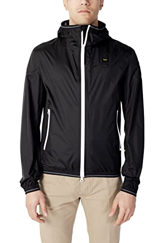 Blauer Blauer Giacca a vento nera da uomo con patch logo (M)