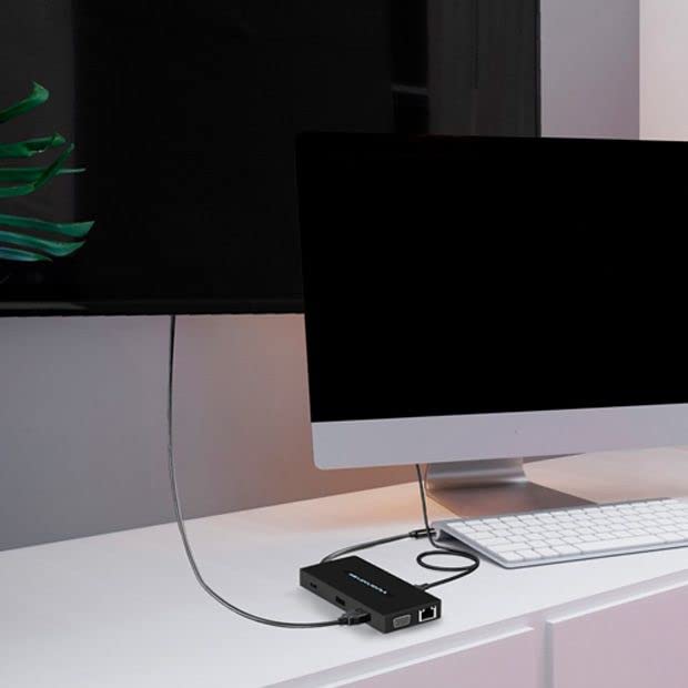 Estación de acoplamiento USB-C Aluratek dual HDMI 4K para MacOS 4