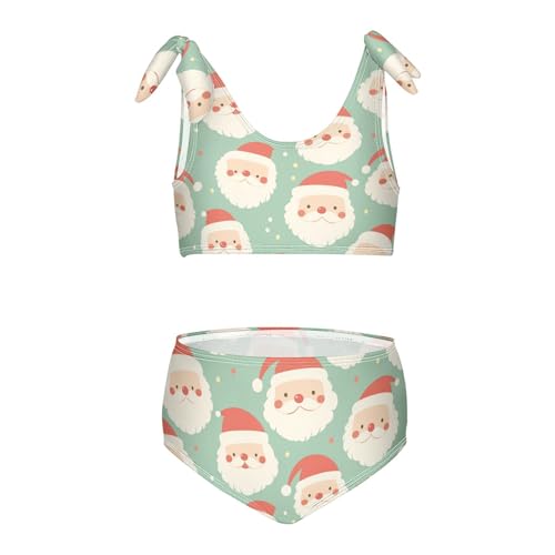 KLL Ho Ho Ho Pattern Funny Christmas Girls Two Piece Bikini Sets Scoop Neck Bathing Suit Swimming Suits Adjustable Shoulder