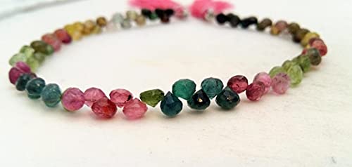 Tourmaline naturelle perles oignon facettées 5mm LKBEADS fil de 8 pouces E0258