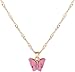 Produktbild CKAWM Halskette Einfache Acryl Schmetterling Halsreif Halskette Schmetterling Anhänger Schlüsselbein Kette Für Frauen Mädchen Geburtstagsgeschenk Pink-Rot