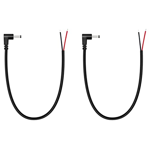 Fancasee (2 Pack) Replacement 3.5mm x 1.35mm 90 Degree Right Angle DC Power Male Plug Jack to Bare Wire Open End Pigtail Power Cable Cord for DC Power Supply Cable Repair