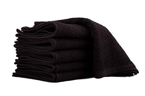 Bleach Proof Salon Towels (24 Pack, 16 x 27 Inches) Black - 100% Cotton Towels For Hairdressing Salons, Spas, Hotel. For Hand, Face & Hair Use