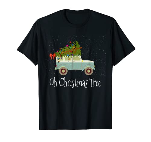 Rústico Granja Coche Camión Carro Navidad Abeto Árbol Nieve Mujeres Camiseta