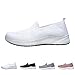 Imagen de Zapatillas Deporte Mujer Blancas Transpirables Casual Zapatos Deportivos Sin Cordones Comodas Pretty Moda Sneakers Slip on Entretiempo Ligeros Mocasines Malla Barefoot Clasico para Fitness Running