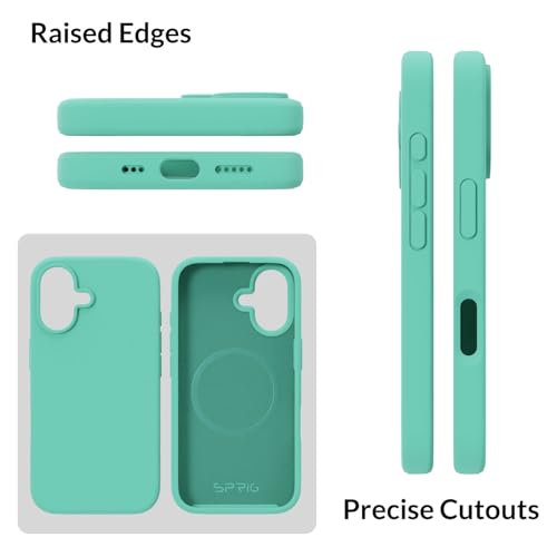 Image of SPRIG Compatible with iPhone 16 Premium SilkMag (Liquid Silicone Magnetic) Back Cover Drop Tested Shock Proof Mobile Case for Men, Women, Boys and Girls with Camera Protection (Turquoise Blue)