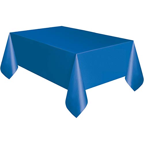 Solid Royal Blue Rectangular Plastic Table Cover (137cm x 274cm) 1 Count - Elegant & Durable Tablecloth for Parties Events and Home Use
