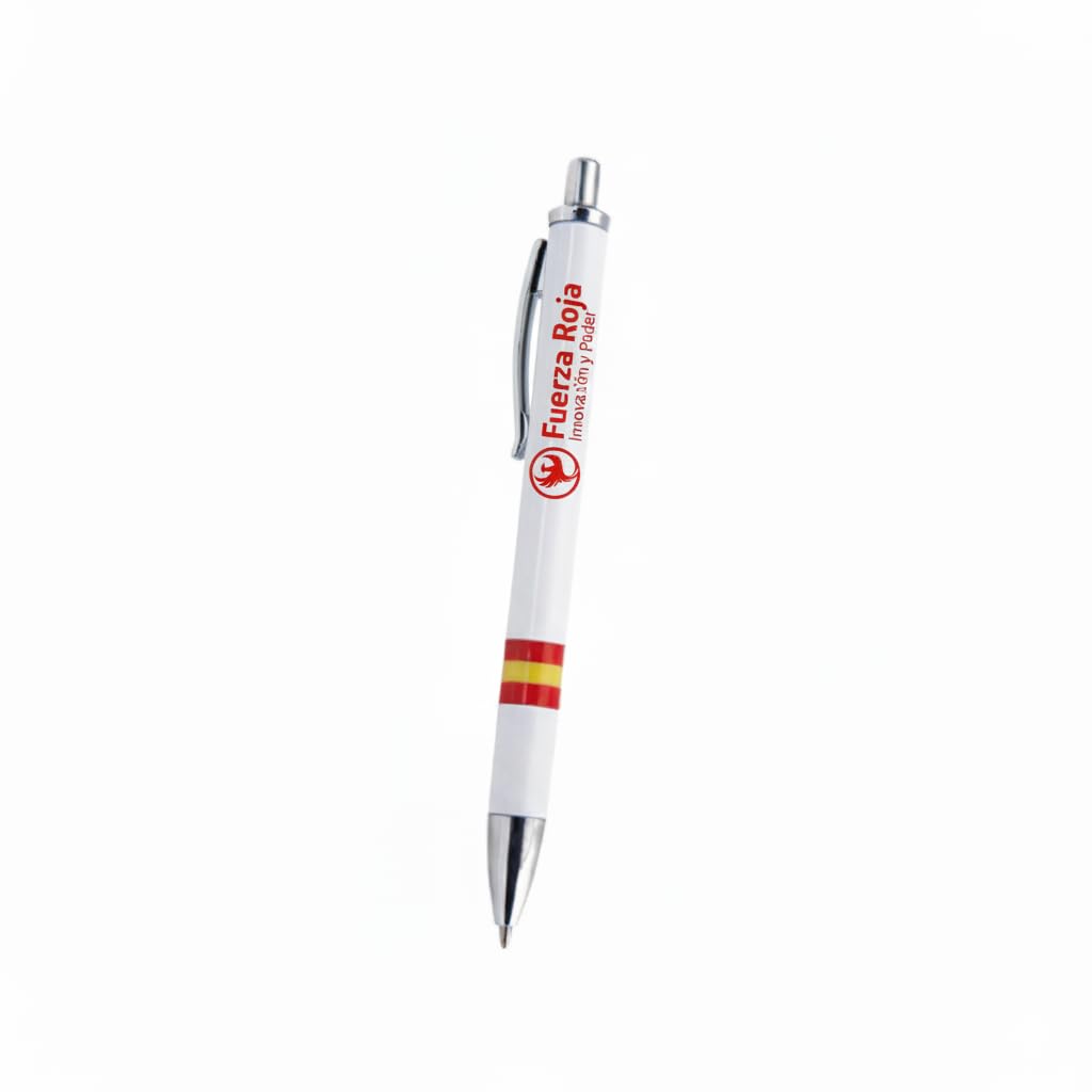 Pack 50 Unidades Bolígrafo Bandera de España – Bolígrafos Blancos de Plástico con Clip Metálico y Tinta Azul – Ideal para Regalos, Souvenirs, Eventos y Merchandising