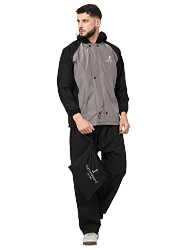 Image of FabSeasons Lightweight Waterproof Raincoat set of Top & Bottom for Men's, with hood & Reflector at back