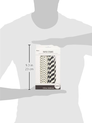 Pitillos de papel con puntos y rayas negros, 100 piezas miniatura 3