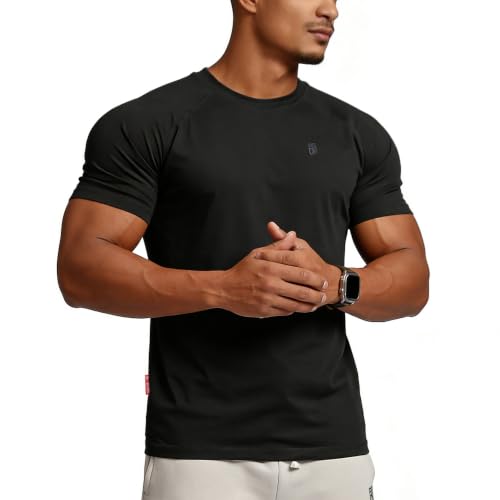Image of Casual Short Sleeve Crew Neck Classic Wicking Breathable Fitness Muscle Athletic T Shirts Mens