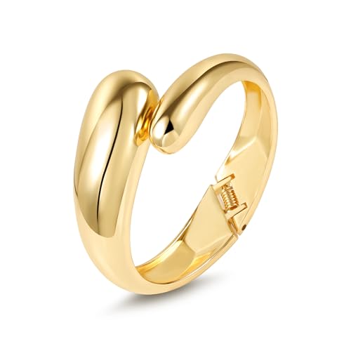 ALEXCRAFT Pulsera Mujer Oro Ajustable Pulsera Mujer Acero Inoxidable Dorado Gruesas Chunky Pulsera Oro Mujer 18K Chapado