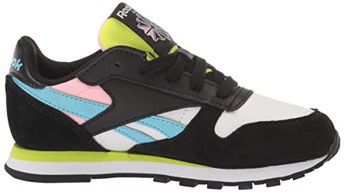 Reebok Unisex Kids Classic Leather Sneaker, Black/White/Digital Blue, 11 Medium US (Little Kid)