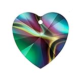 2 pcs Swarovski Elements Pendant Heart 6228 Crystal Stone with Hole 10.3 x 10 mm, Crystal Rainbow...