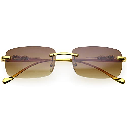 Image of zeroUV Luxe Jaguar Metal Plated Temple Rimless Vintage Square Sunglasses D244