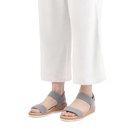 Image of VJH confort Women's Flat Sandals Open Toe Elastic Ankle Strap Slip on Comfy Low Wedge Sandals