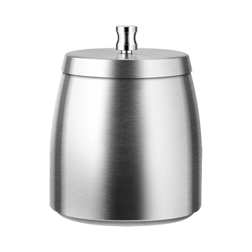 Cendrier sans fumée de grande capacité – Cendrier de table coupe-vent en acier inoxydable avec couvercle pour une utilisation en intérieur et en extérieur (S)