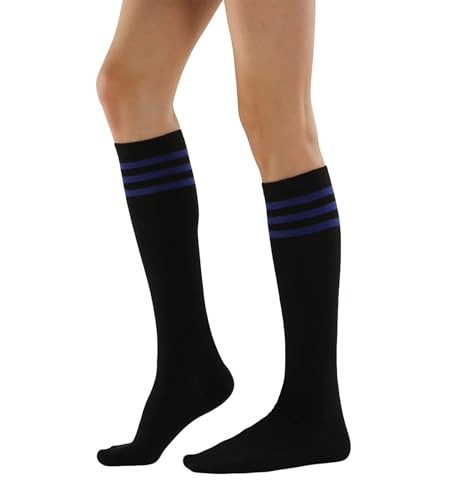 Image of Women's Knee High Athletic Socks Casual Stripes Tube Socks Outdoor Sport Socks