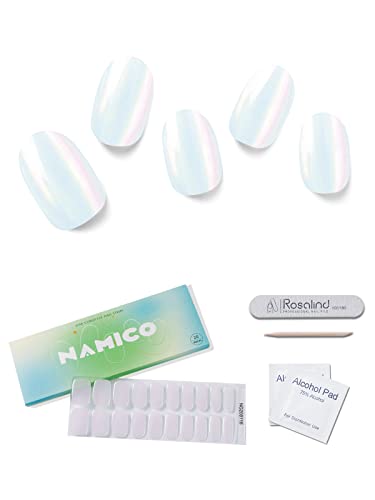 Namico Semi Cured Gel Nail Strips,20 Pcs Gel Nail Stickers, Glaze Gel Nail Strips, Easy To Use Long Lasting Salon Quality Nail Wraps, Includes Prep Pads, Nail File & Wood Stick (Aurora) #TOP1