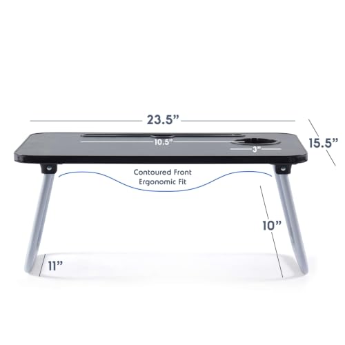 Image of Nestl Lap Desk Bed Table Tray, Portable Laptop Stand for Desk & Bed 24 inchx16 inch | Adjustable Laptop Stand with Foldable Legs for Easy Storage, Tablet Slot & Cup Holder, Sturdy Reading Desk for Sofa Bed Floor
