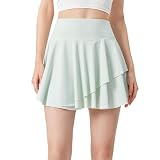[MORGEN SKY] スカート スポーツ レディース スコート Aライン ミニスカート インナー付き UPF50+ テニス ゴルフ ジム ヨガ 夏 体型カバー UVカット 通気 速乾 フィットネス ランニング YQ220 (JP, アルファベット, XL, 標準, グリーン)