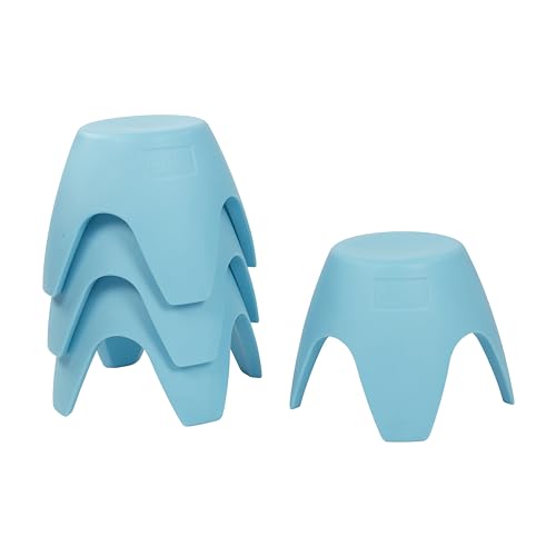ECR4Kids Ayana Stackable Plastic Stool Seating Set, Children's Furniture, Cyan, 4-Pack by ECR4Kids - Used condition - US$52.24