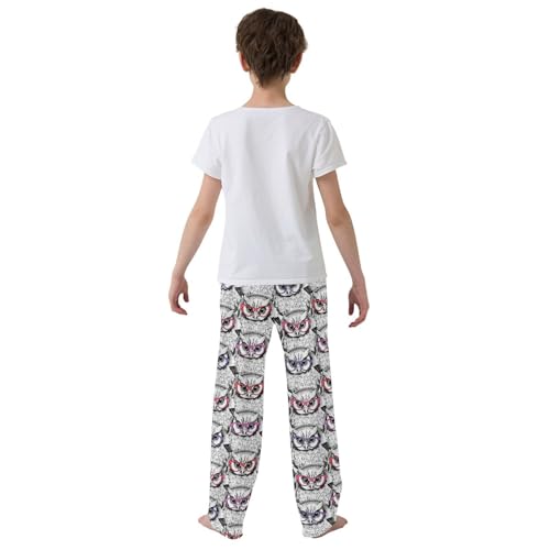Owl with Glasses Boys Long Pants Soft Trousers Elastic Waist Kids Lounge Bottoms with Pockets S-XL3