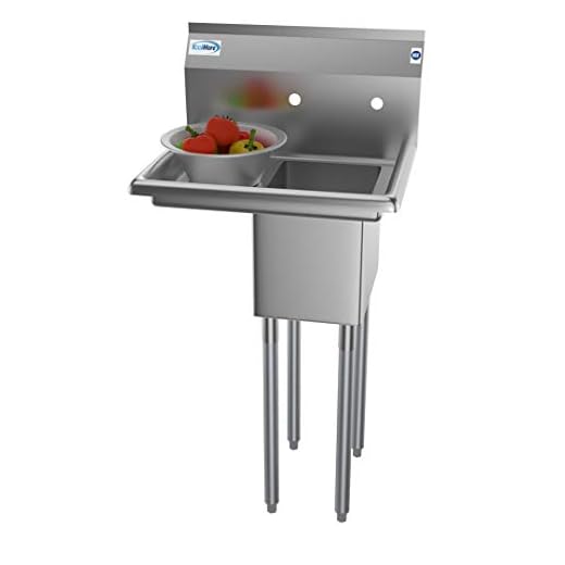 KoolMore 1 Compartment Stainless Steel NSF Commercial Kitchen Prep & Utility Sink with Drainboard - Bowl Size 10" x 14" X 10"