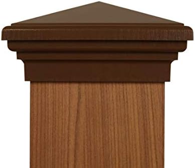 6x6 Post Cap (5.5") (Case of 14) | Brown New England Pyramid Style Square Top for Outdoor Fences, Mailboxes & Decks