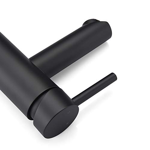Amazing Force Single Hole Bathroom Faucet Single Handle Bathroom Sink Faucet Matte Black Stainless Steel Basin Mixer Tap,Sink Drain & Deck Plate Not Included(Matte Black) 1.2 Gpm #TOP7