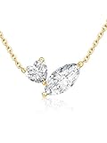 FDYZ Moissanite Heart Marquise Diamond Dainty Womens Cute Gold Necklace 925 Sterling Silver Pendant Chain