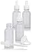 1 oz Frosted Clear Glass Boston Round White Dropper Bottle (4 Pack) + Funnel for Essential Oils, Aromatherapy, e-Liquid, Food Grade, bpa Free
