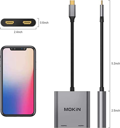 Image of USB C Docking Station USB Type C to Dual Monitor HDMI Adapter 4K@60HZ for MacBook Pro 2020-2016,MacBook Air 2020-2018,Chromebook Pixel,LenovoYoga 720 /730,Surface Book 2 etc