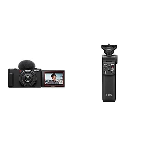 Sony Vlog Kamera ZV-1F | Digitalkamera (Klapp- und drehbares Display, 4K Video, Slow- Motion, Vlog Funktionen) + Bluetooth Handgriff & Mikrofon - inkl. Bluetooth Handgriff & Mikrofon