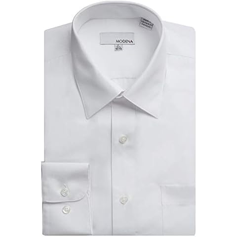 Modena Men's CLOR Regular Fit Long Sleeve Dress Shirt - 22 6-7 - White Cover